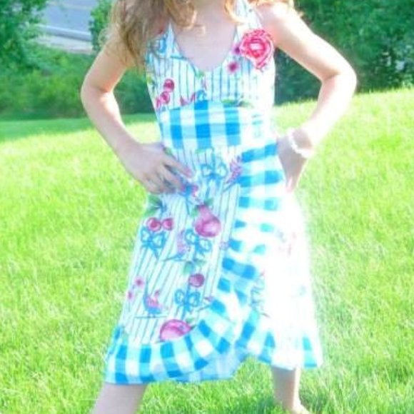 Girls Adorable Tropical Ruffle Halter Dress Gassy Gooma Size 6 - Picture 2 of 2